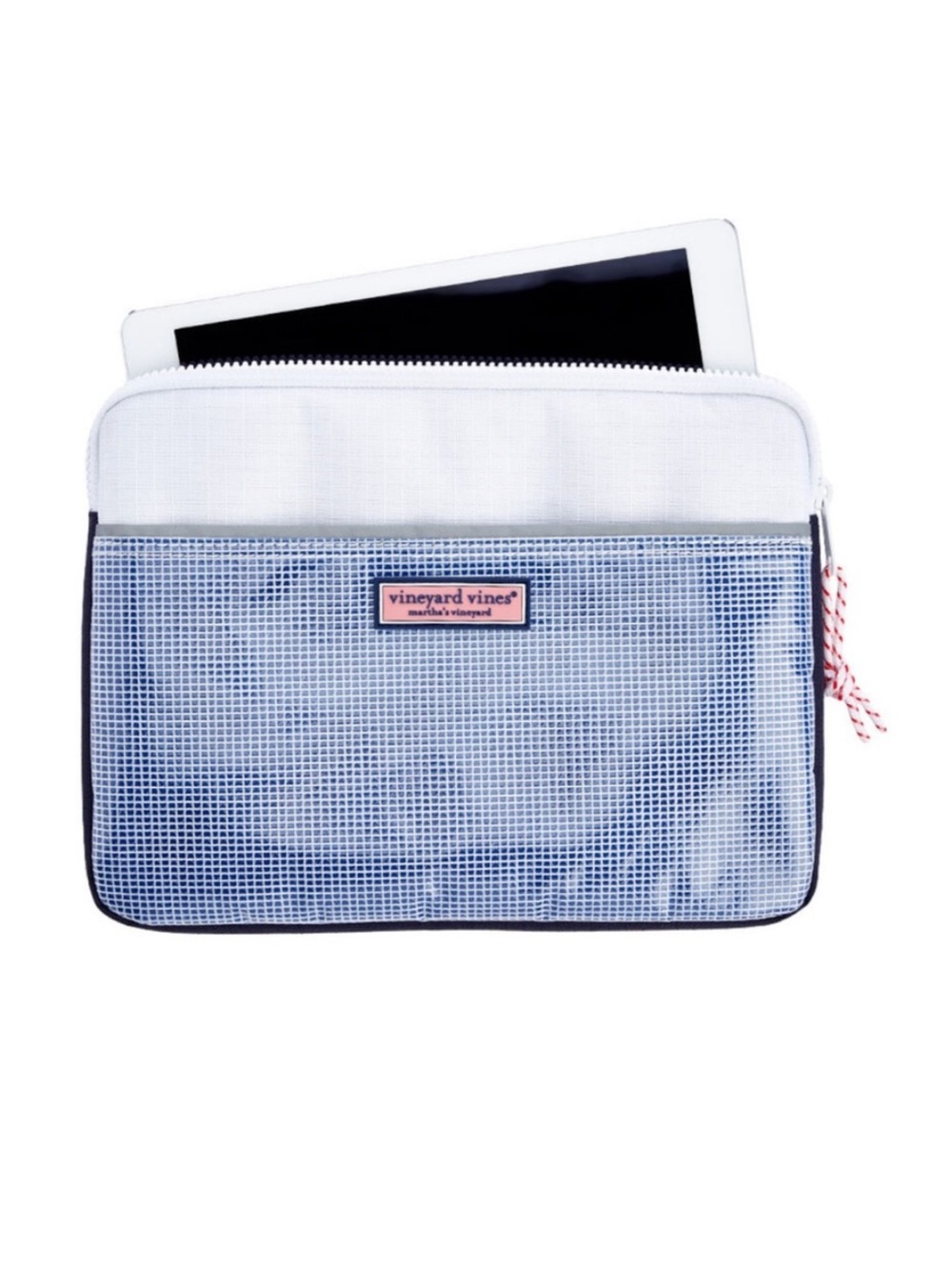 Vineyard Vines Nor'Easter iPad Case Blue GrayChecked Zipper Closure.